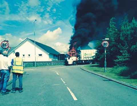 Bin lorry blaze