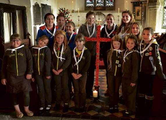 Guides and Brownies attend poignant Remembrance Sunday service at St Breward Church