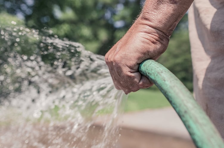 Garden hose stock photo