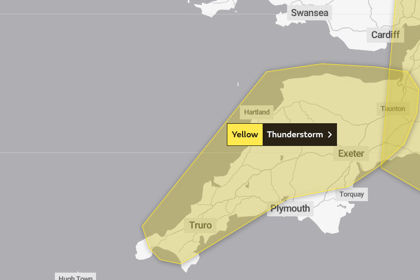 Met Office issue yellow weather warning for thunderstorms and flooding