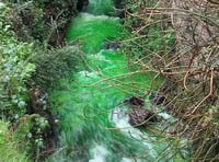 'Harmless' dye turns river fluorescent green 