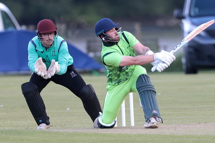 Callington opener Kian Burns lines up a sweep against his old side.