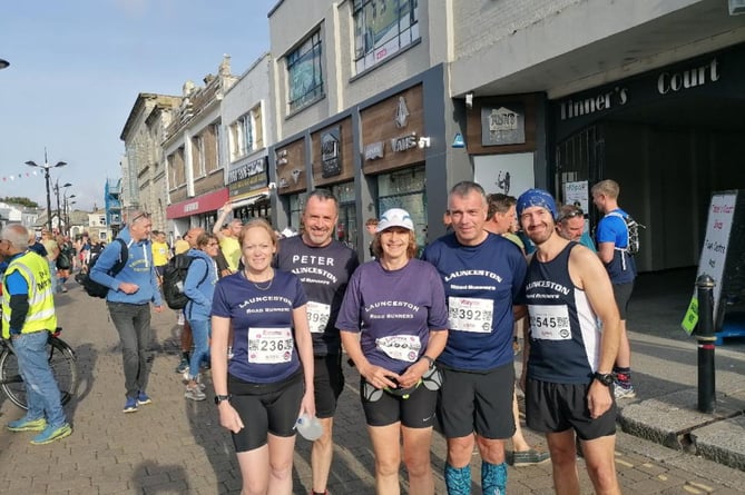 Five of the Launceston Road Runners at the Truro Half Marathon. From left: Emma James, Peter James, Lavinia Marshall, Wayne Rundle and Darren Evans. Picture: Launceston Road Runners