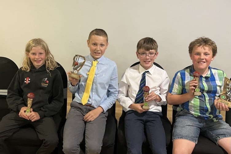 Some of Werrington's younger trophy winners. From left: Will Conway, Theo Hook, Ralph Hodgson and Henry Paynter. Picture: Liz Hodgson