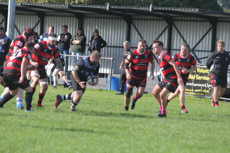 Hooker Nathan Ferrett charges at the St Agnes defence. Picture: Paul Hamlyn