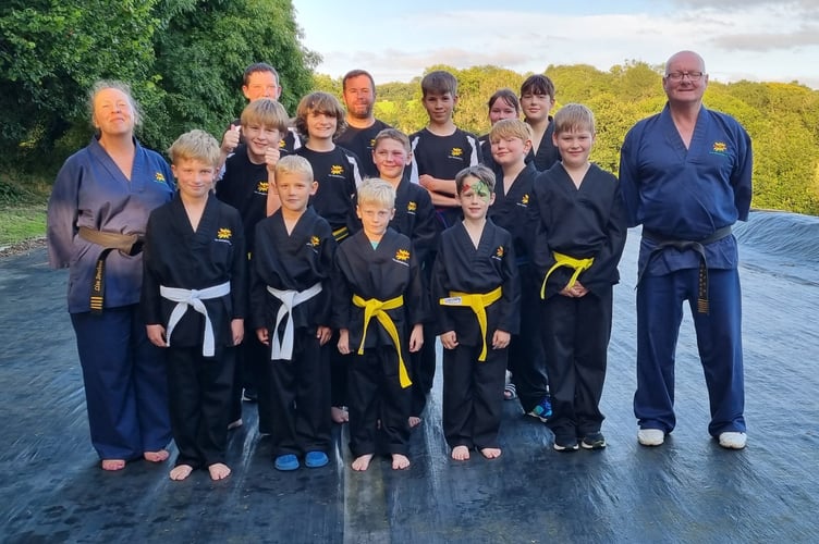 Students from Okehampton and Bude with instructors Guy and Lisa Southard. Picture: BOP Tae Kwon-Do Schools