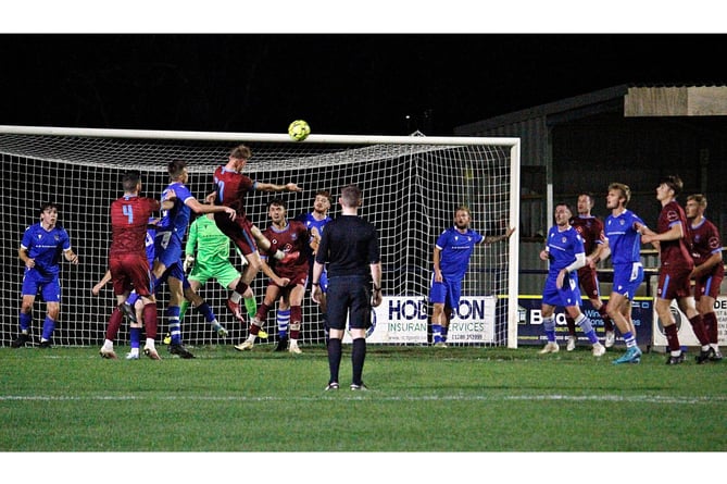 Launceston's attackers look to get on to a ball into the box. Picture: Chris Pointer