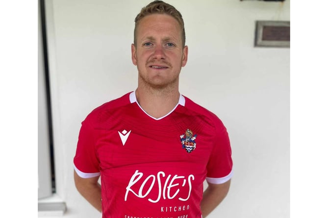 Gary Clarke in this season's away shirt. Picture: Bude Town AFC