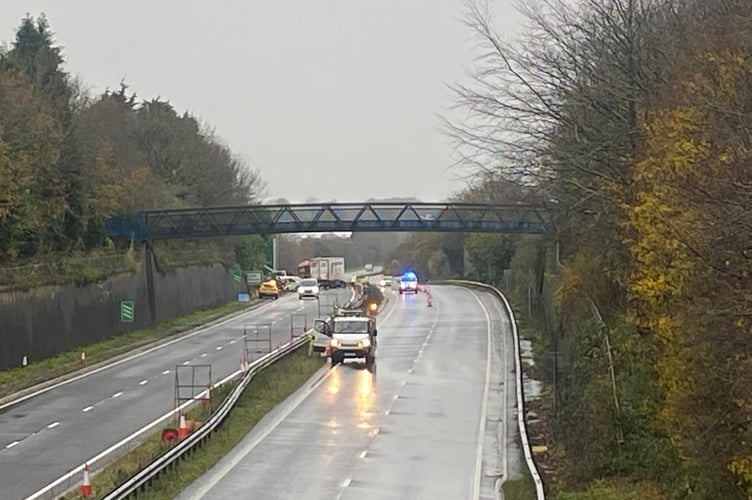 Emergency services at the scene of the A30 collision on Sunday, November 24