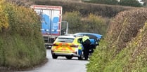 Road closed after collision between HGV and car near Wadebridge 