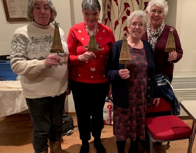 Linda Willan, Julia gaunt Alison Gribble and Janet Ham show off their finished trees