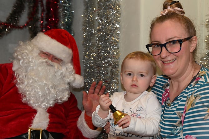 Meeting Santa is 18 month old Annabelle along with Mum Debbie (Picture: Adrian Jasper)